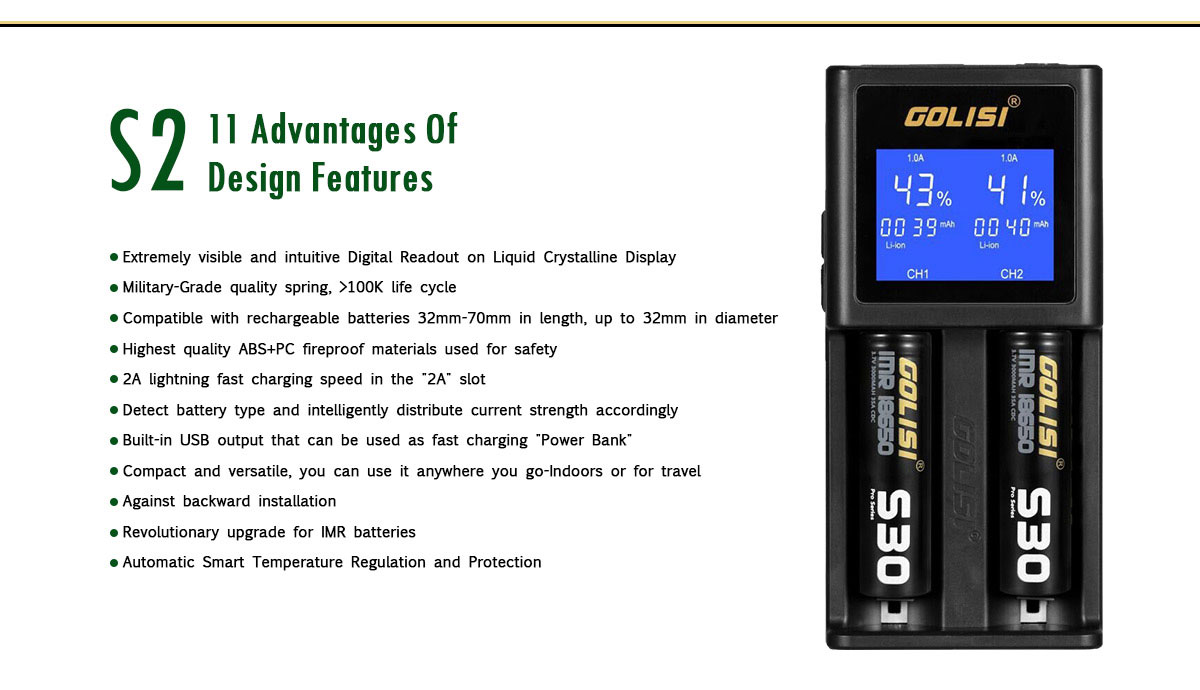 Golisi Smart CHARGER S2 For Vapes 18650 in pakistan