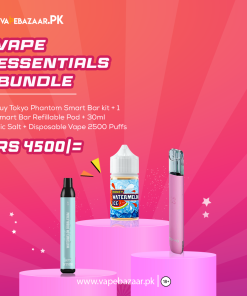 Bundle # 4 Ultimate Quad Offer 🥳 | Tokyo Phantom Smart Bar Kit + Refillable Pod + Nic Salt + Disposable Vape 2500 Puffs for only Rs.4,500
